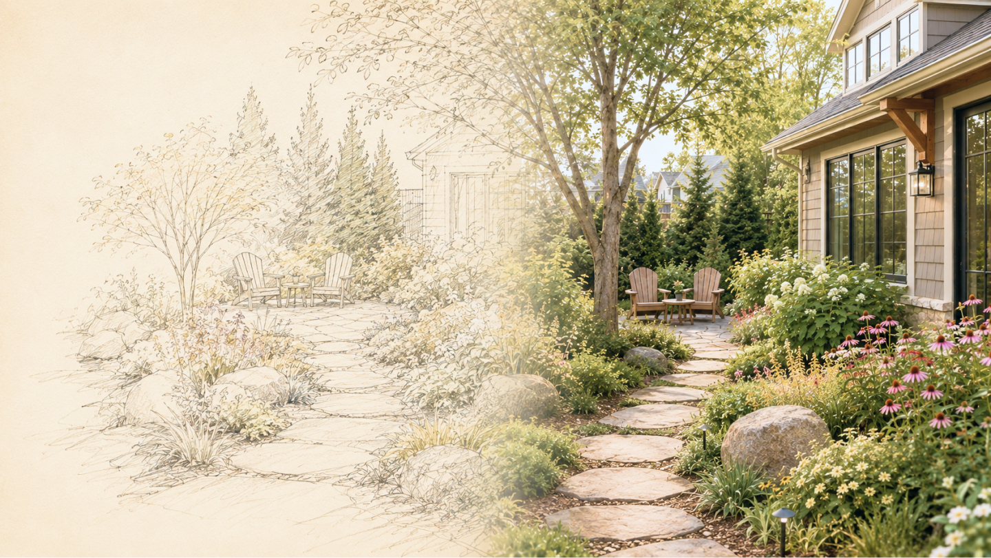 Landscaping company in action